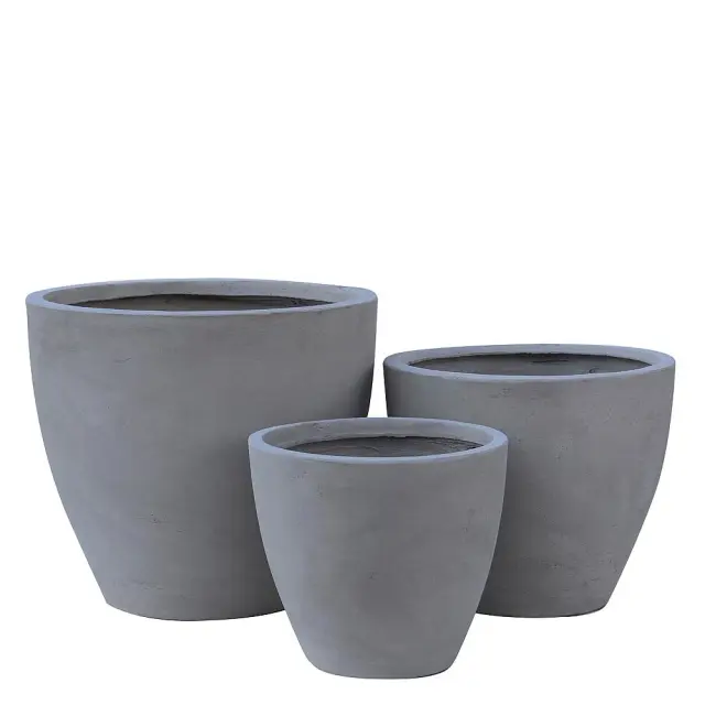 Γλάστρα Γκρι Τσιμέντο Φ35x32cm/Φ44x37cm/Φ53x47cm Σετ 3Τμχ