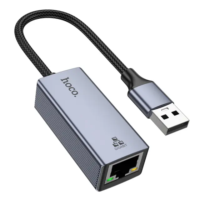 Αντάπτορας Hoco UA37 USB-Α σε RJ45 OTG 10/100/1000Mbps 12cm Γκρι