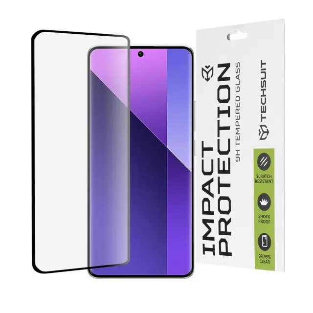Techsuit - Full Cover Tempered Glass Xiaomi Redmi Note 13 Pro+ 5G / Note 14 Pro 5G / Note 14 Pro+ 5G / Poco X7 - Black