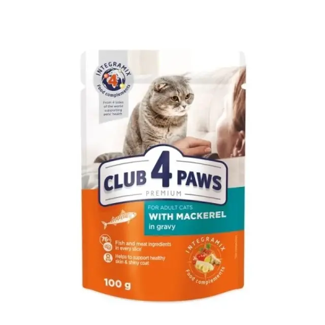 Club 4 Paws Cat Adult Φακελάκι Με Σκουμπρί Σε Σάλτσα 100gr Μονόχρωμο