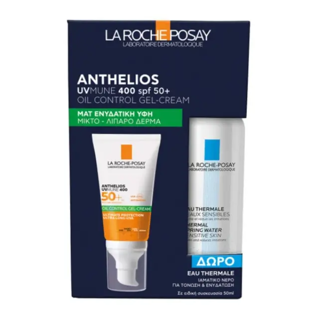 La Roche Posay Promo Anthelios UVMune 400 Oil Control Gel-Cream Spf50+, 50ml + Eau Thermal 50ml