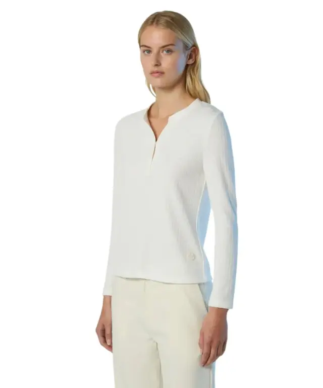 North Sails - Γυναικείο Πουλόβερ Ribbed jersey Henley top 093581-000-012A Λευκό 2