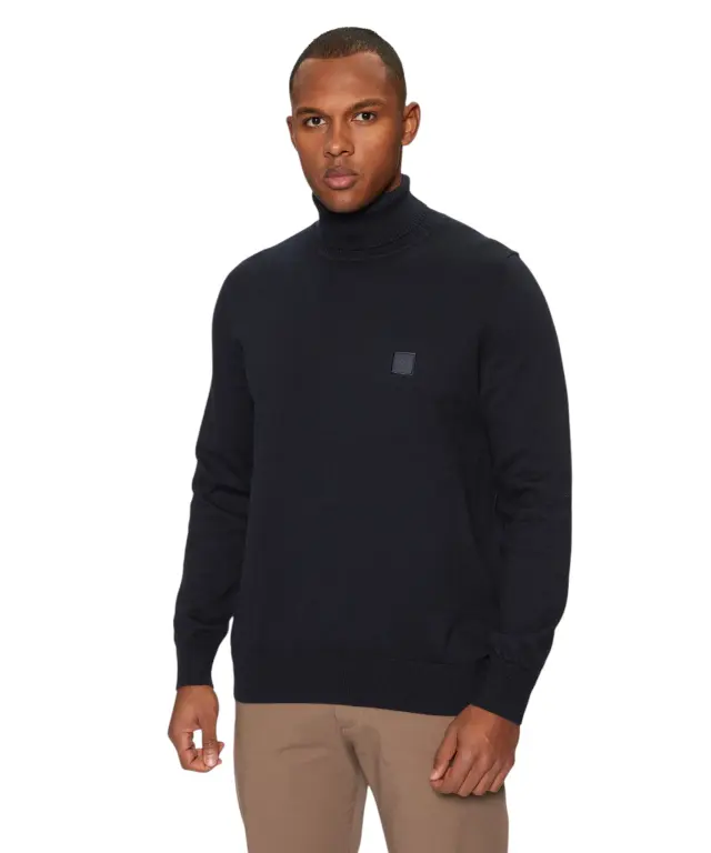 Hugo Boss - Ανδρικό Πλεκτό Πουλόβερ Ζιβάγκο Akiro S 50527573-404 Σκούρο Μπλε