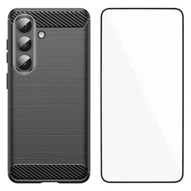 Θήκη Carbon και Tempered Glass για Galaxy S26-Black OEM