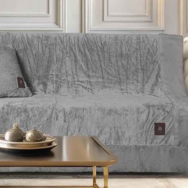Ριχτάρι Τριθέσιο 180x300 Velvet Premium Greenwich Polo Club 3970 Grey 100% Πολυέστερ 2