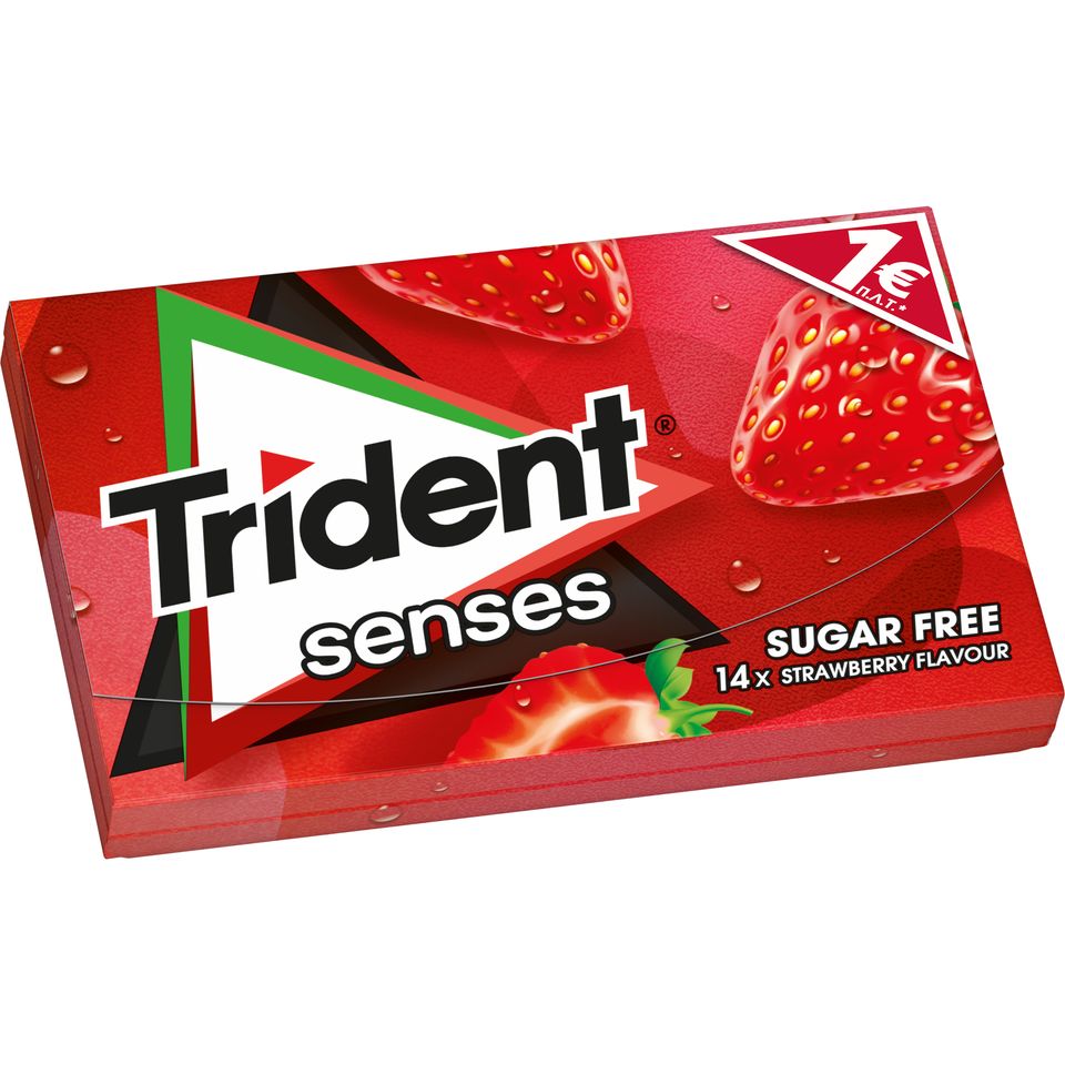 Trident Senses Φράουλα Χωρίς Ζάχαρη 27gr Συσκ. 12 τμχ