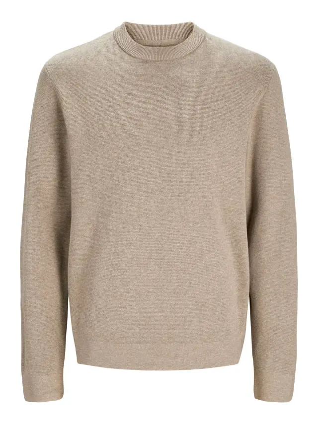 JPRBLAMILANO STITCH KNIT CREW NECK SN Greige