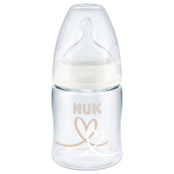 Nuk Πλαστικό Μπιμπερό First Choice Plus Temperature Control Κατά των Κολικών με Θηλή Σιλικόνης 150ml για 0-6 μηνών Ροζ Καμηλοπάρδαλη