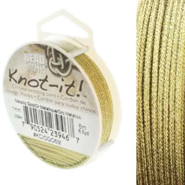 Knot-It Πολυεστερικό Κορδόνι Κοσμημάτων Ø1mm, Μεταλλικό Χρυσό - 6m