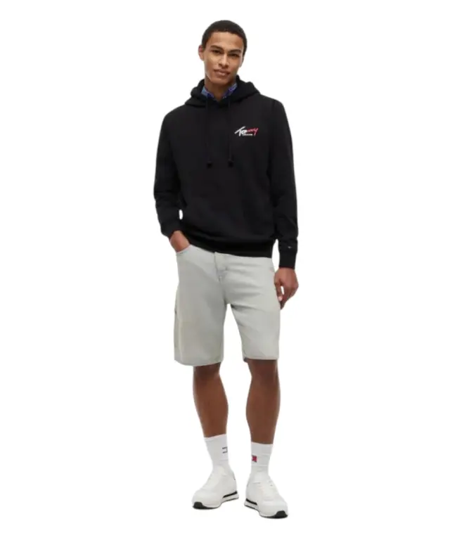 Tommy Hilfiger - Ανδρικό Φούτερ Signature Logo Terry Drawstring DM0DM22680-BDS Μαύρο 2