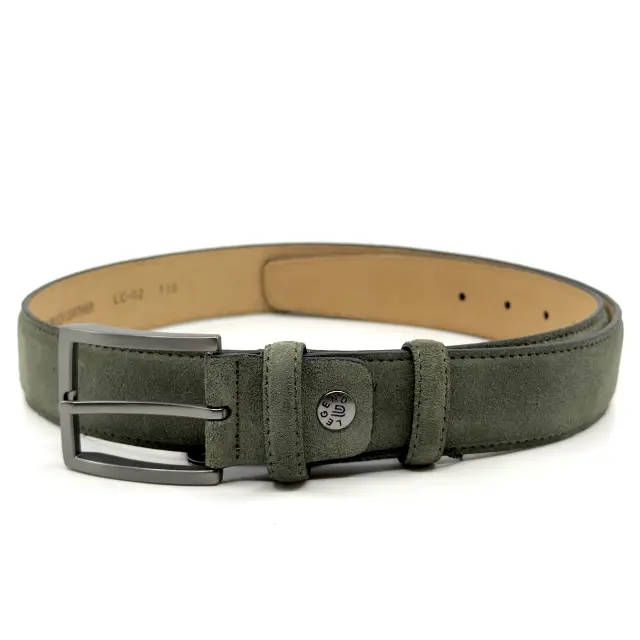 Πράσινη Δερμάτινη Ζώνη Nubuck Suede 3,5 cm - 110cm 2