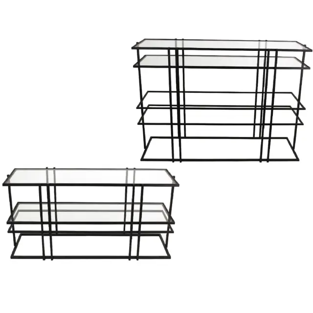 Τραπεζάκι Άκρης Μαύρο Μέταλλο 119x38.5x78.5cm Σετ 2Τμχ