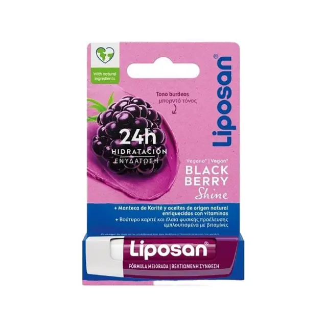 Liposan Blackberry Shine, Ενυδατικό χειλιών με Άρωμα Βατόμουρου, 4,80g