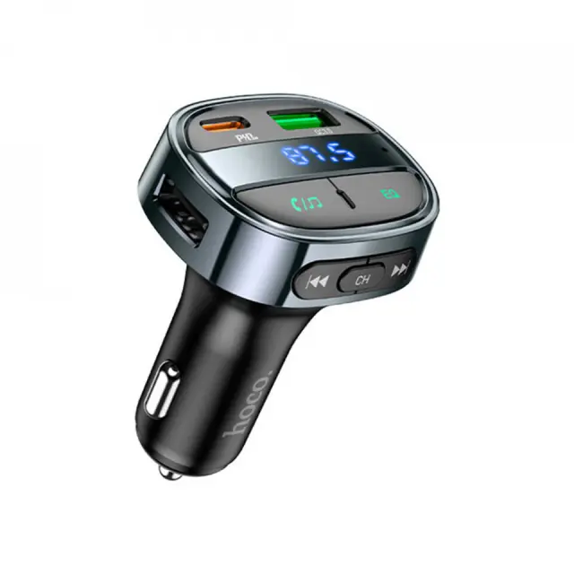 Hoco FM Transmitter Αυτοκινήτου με δυνατότητα σύνδεσης Bluetooth και USB Γκρί E70 3
