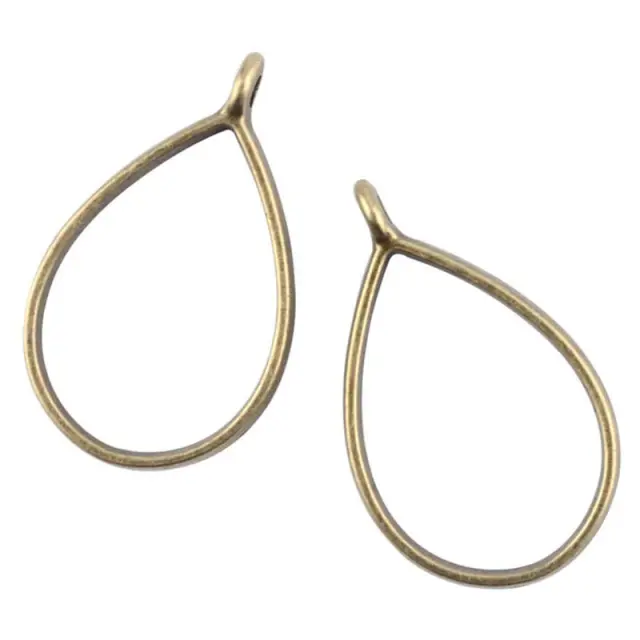Μεταλλικό Κρεμαστό Open Back - Drop - 33.9x20.5x3.8mm - Antique Bronze - 4τεμ
