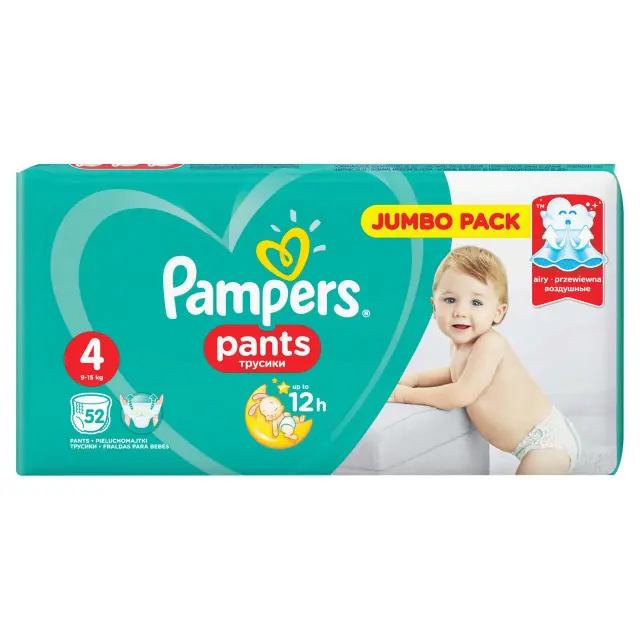 Πάνα βρακάκι Pampers Pants no4 9-15kg - 52τμχ JUMBO pack