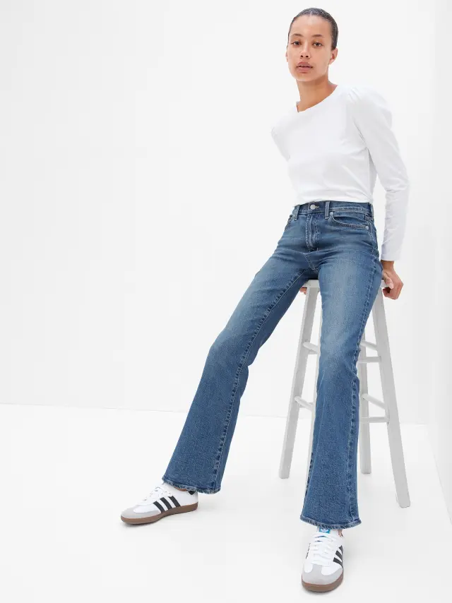 Μπλε High Rise '70s Flare Jean Παντελόνι με Washwell dark wash - 25REG