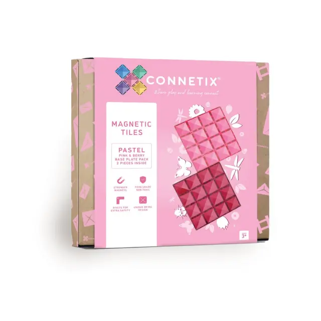 Connetix - Base Plate - Pastel Pink AND Berry - CT-P-PB002-BP - Toys