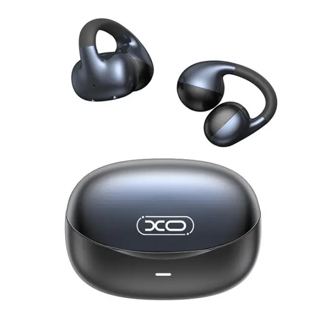 Open-ear Bluetooth ακουστικά handsfree με θήκη φόρτισης, σε μαύρο χρώμα