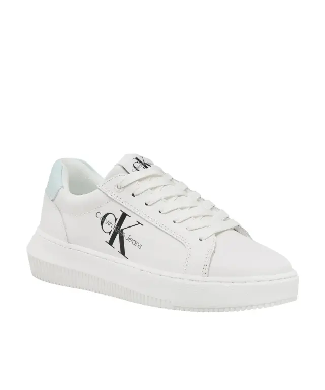 Calvin Klein - Γυναικεία Δερμάτινα Sneakers Chunky Cupsole Mono Wn YW0YW00823-0LF Λευκό 2
