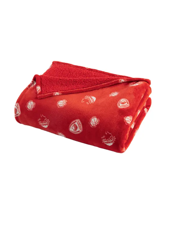 Κουβέρτα 160x220 Μονή Flannel-Sherpa 400gsm Palamaiki Olympiacos BL Red Flannel-Sherpa 2