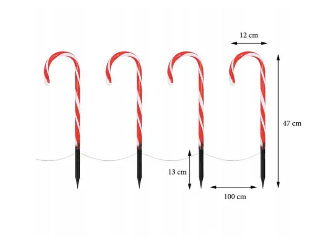 Διακοσμητικό μπαστούνι Candy Cane με φωτισμό LED και ύψος 47cm - 8 τεμάχια AXF204300 3