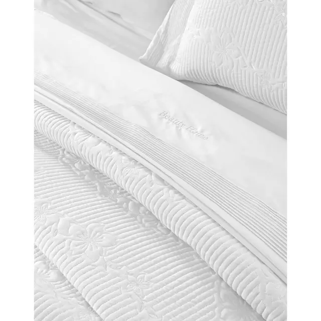 Νυφικό Σετ 3 Τεμ Κουβερλί 230x250 Υπέρδιπλο Beauty Home Emelia 12505 Λευκό 100% Microfiber 3