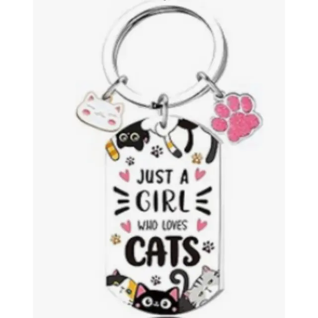 Μπρελόκ "Just A Girl Who Loves Cats" Διάμ. 3cm,5x2.8cm