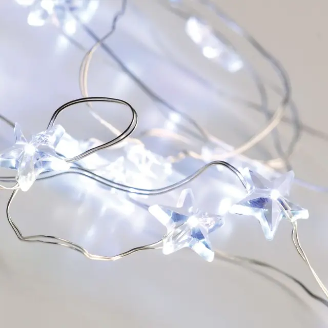 AcaLight Offer ΛΑΜΠΑΚΙΑ ΔΙΑΚΟΣΜΗΤΙΚΑ ΣΧΕΔΙΟ ΑΣΤΕΡΙΑ 20 LED 1.2W ΨΥΧΡΟ ΛΕΥΚΟ ΑΣΗΜΙ ΚΑΛΩΔΙΟ ΧΑΛΚΟΥ ΚΑΙ ΜΠΑΤΑΡΙΑ 2xAA IP20 2m+100mm