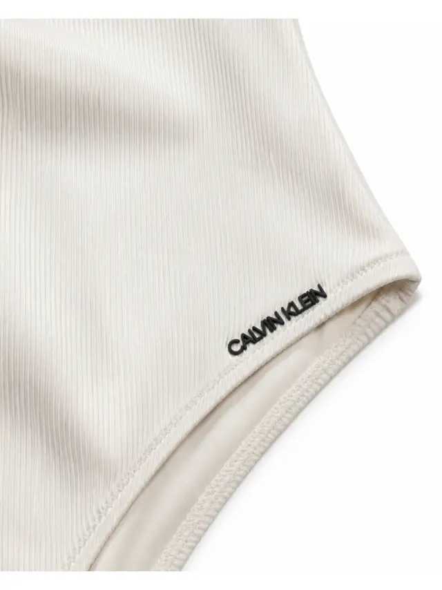 Calvin Klein Γυναικείο Λευκό/Εκρού Ολόσωμο Μαγιό με Έναν Ώμο - XS 3