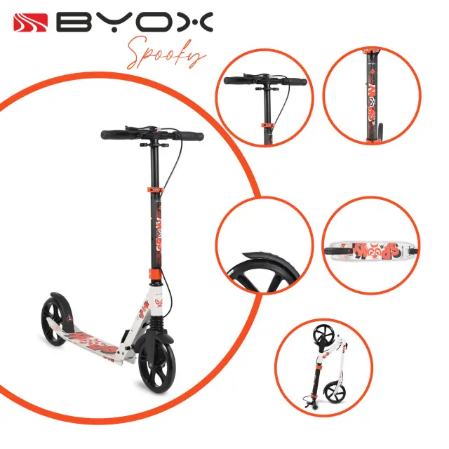 Byox Spooky White Πατίνι Scooter Αλουμινίου Με Αναδίπλωση Και Αμορτισέρ
