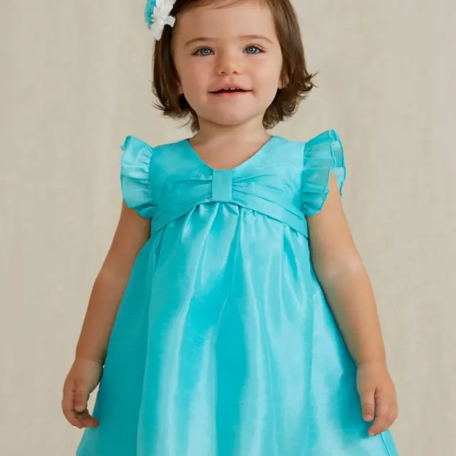 Baby 6 μηνών έως 4 ετών Φόρεμα Shantung Τυρκουάζ - 12M