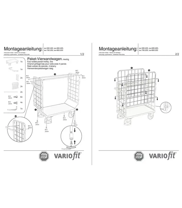 Variofit sw-700.220 Τρόλεϊ Μεταφοράς 4 Πλευρών για Φορτίο Βάρους ως 500kg 2