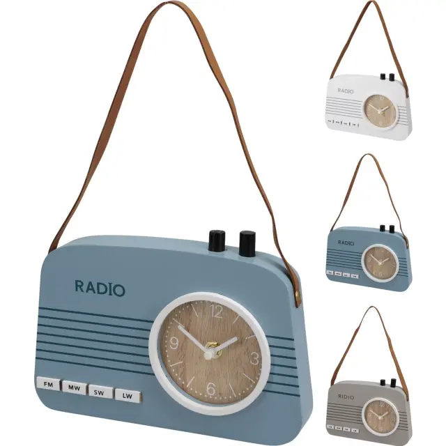 Επιτραπέζιο ρολόι radio design Kids deco HZ2003020 Ξύλινο, με λαβή, 21.5x3.5x15.5cm, σε 3 επιλογές χρώματος, λευκό/γκρι/μπλε. HZ2003020