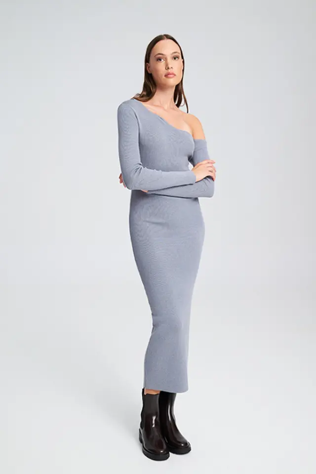 Πλεκτό Φόρεμα με Έναν Ώμο JERRIN KNITTED DRESS - M 3