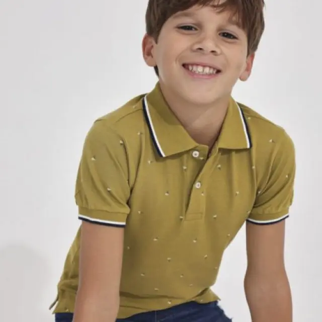 Junior 10 έως 18 ετών Πόλο με στάμπα από βιώσιμο βαμβάκι πράσινο 2