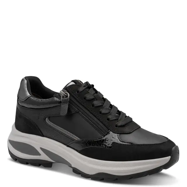 Γυναικεία Ανατομικά Δερμάτινα Sneakers Tamaris 1-23753-47 098 Μαύρο Μαύρο - 38