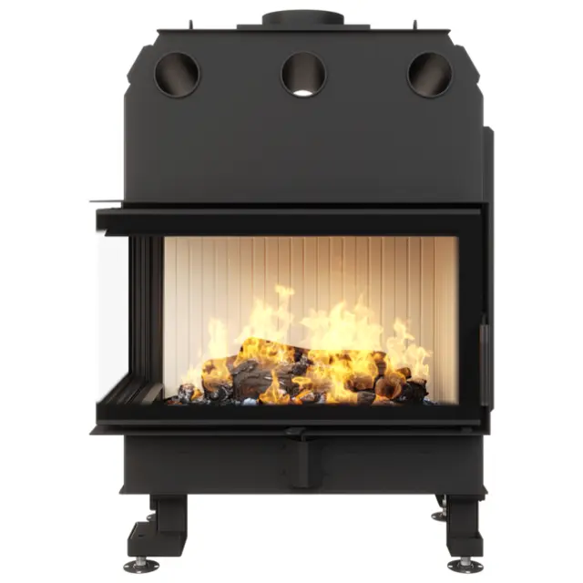 Ενεργειακό Τζάκι Ξύλου Γωνιακό 17.0kW Energy 85х50x47L ECO - Saven Χρώμα κεραμικής επένδυσης Λευκό 3