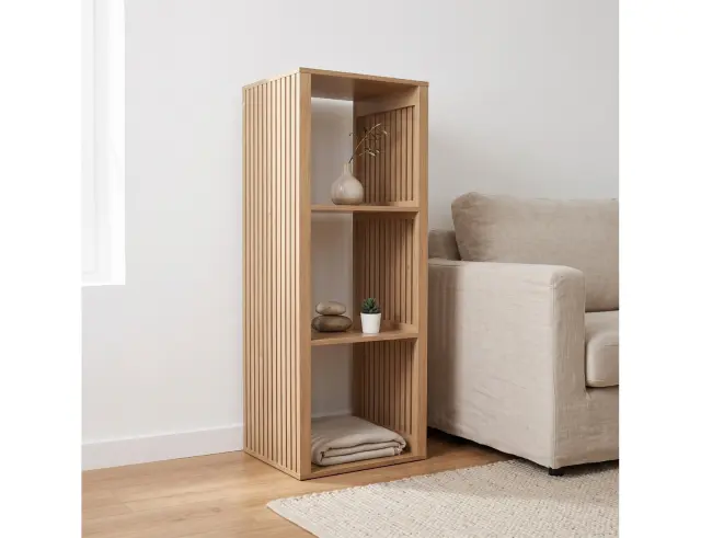 Ραφιέρα Οργάνωσης Klaus Home Deco Factory με 3 ράφια και διαστάσεις 38.5x32x99cm - Συνδυάζεται με κουτιά αποθήκευσης - Σε απόχρωση Ξύλου HD0242FS