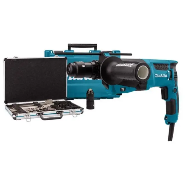Makita HR2631FT12 - Πνευματικό Περιστροφικό Πιστολέτο SDS-PLUS AVT 800W με Σετ Τρυπανιών 17 Τεμαχίων και Ταχυτσοκ