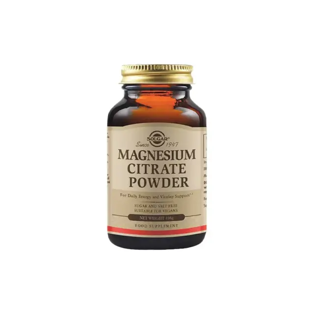 Solgar Magnesium Citrate Powder Συμπλήρωμα Διατροφής Κιτρικού Μαγνησίου σε Σκόνη 108gr