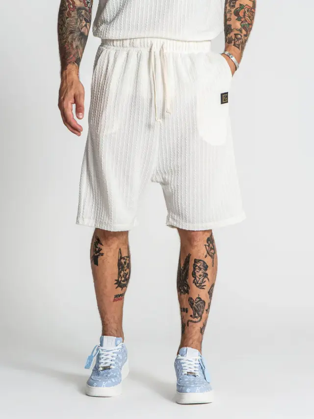 Gianni Kavanagh Ανδρικό WAFFLE LOOSE Shorts – White - XL