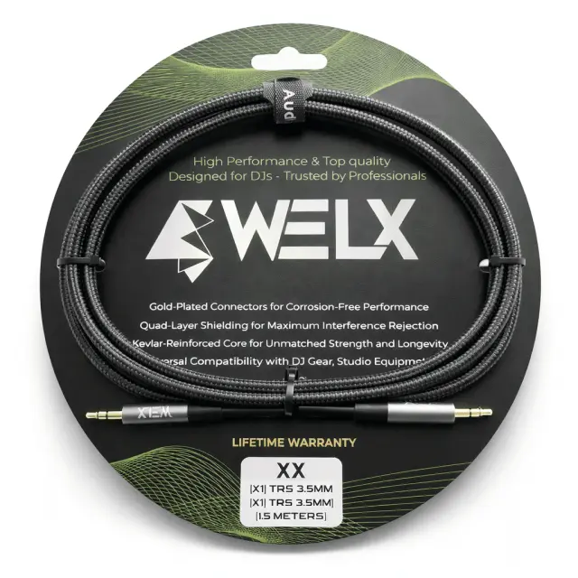 WELX Premium TRS 3.5mm JACK to TRS 3.5mm JACK Cable – 1.5m (XX)