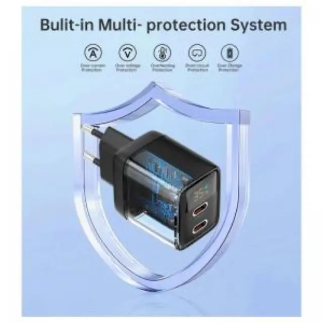 Φορτιστής Ταξιδίου Ταχείας Φόρτισης Choetech PD6051 με Διπλή Έξοδο 2xUSB C GaN PD 35W Μαύρο N65337 3