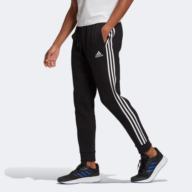 Adidas Essentials Fleece Tapered Cuff 3-Stripes Παντελόνι Φόρμας με Λάστιχο GK8821 1011 Μαύρο - XL