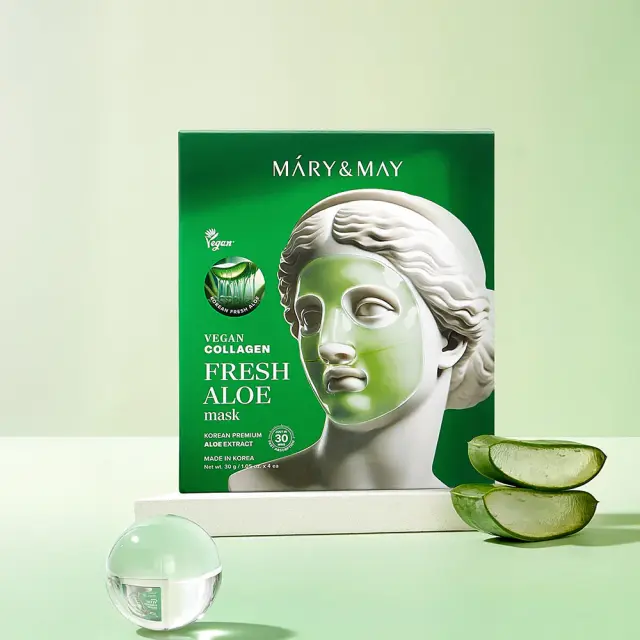 Mary&May Vegan Collagen Fresh Aloe Mask Ενυδατική Μάσκα Προσώπου, 30gr 3