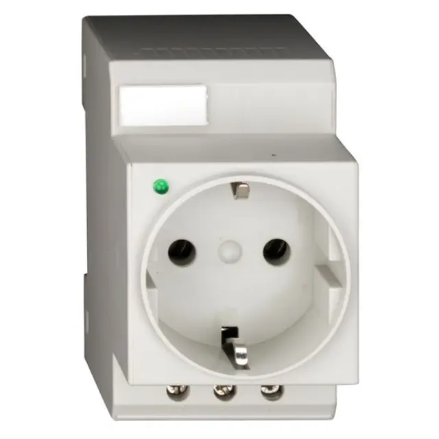 Rail mountable socket, with LED and screw connection