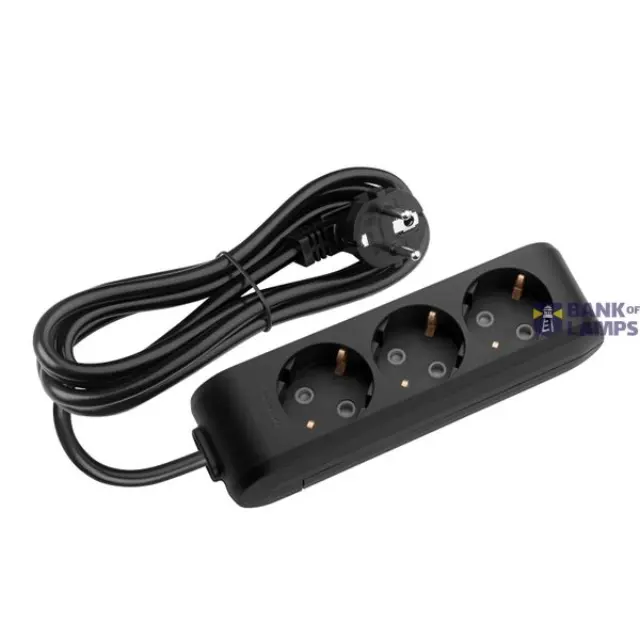 X-tendia Black Three Gang Earth Soc w. Cab. & Shutter 5M