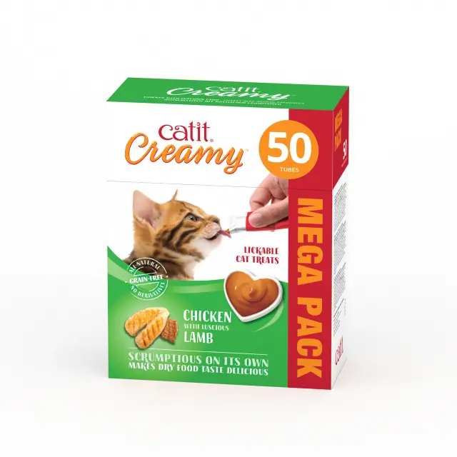 Catit - Creamy Premium Treat for Cats - Chicken with Lamb - Mega Pack (50x10g) - Pet Supplies