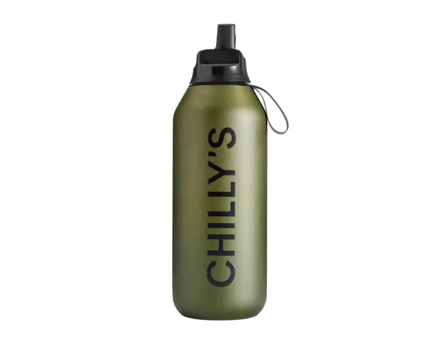 Μπουκάλι Θερμός Series 2 Cargo Chilly's με πτυσσόμενο καλαμάκι, χωρητικότητα 500ml και διατήρηση θερμοκρασίας 12h ζεστό / 24h κρύο - Moss